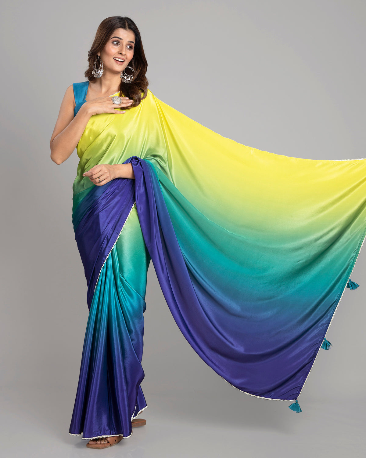Stylish Ombre Bollywood Designer Silk Saree