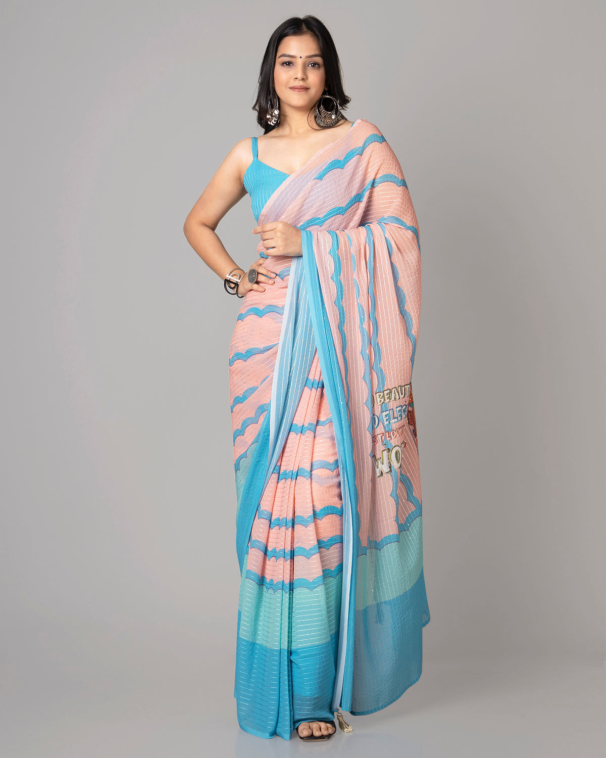Looking Wow Quirky Charm Layered Pre-Draped Saree