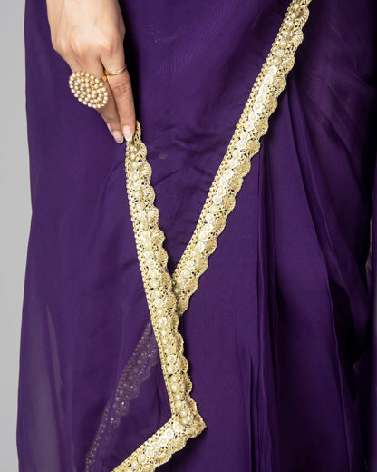Lace-Trimmed Pure Organza Saree for Any Occasion