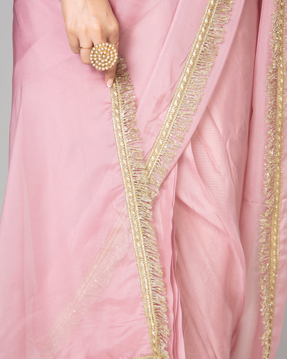 Lace-Trimmed Pure Organza Saree for Any Occasion