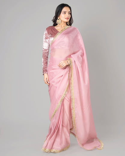 Lace-Trimmed Pure Organza Saree for Any Occasion