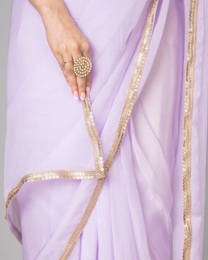 Lace-Trimmed Pure Organza Saree for Any Occasion