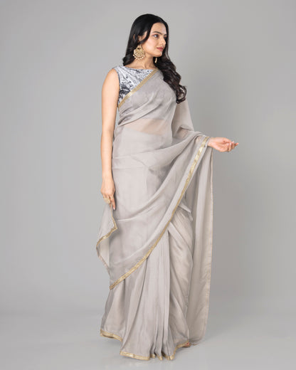 Lace-Trimmed Pure Organza Saree for Any Occasion