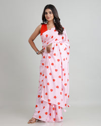 Blushing Hearts: Pink Silk Saree With Touch of Romance