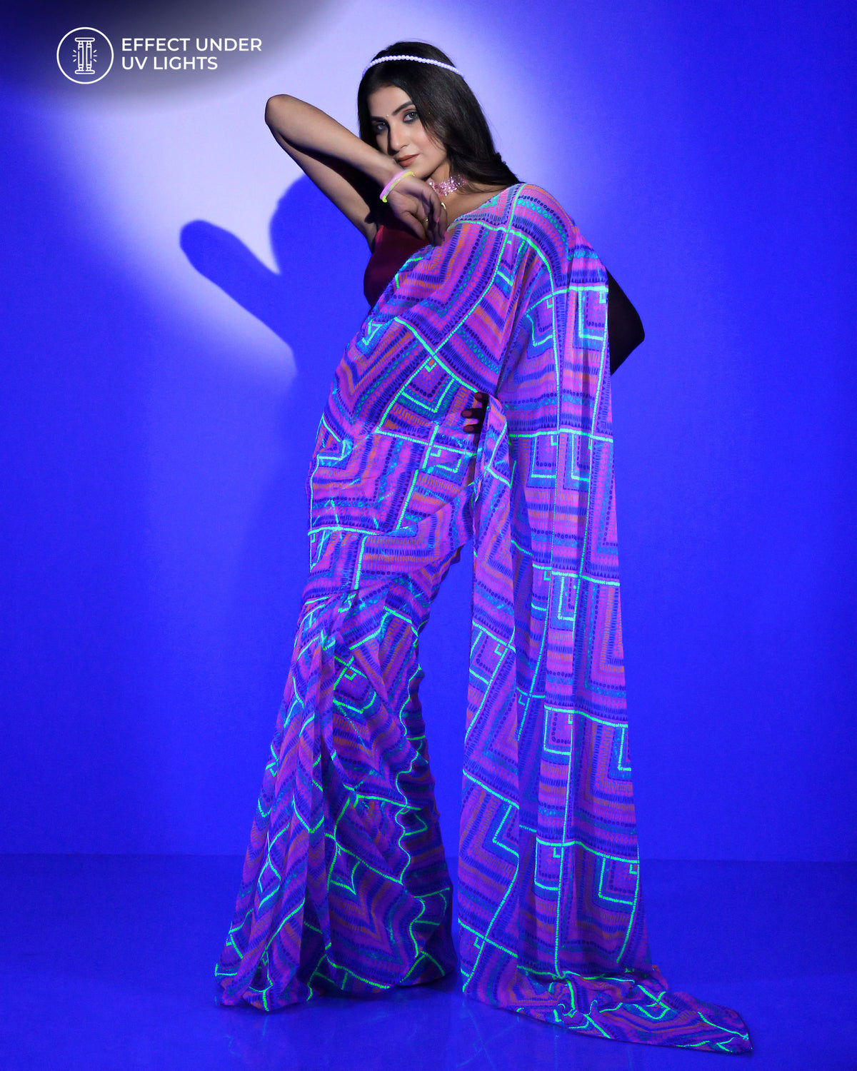 Neon Empowered: A Georgette Saree For The Modern Woman