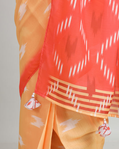 Drape in Seconds, Stun for Hours: Ikkat Print Saree