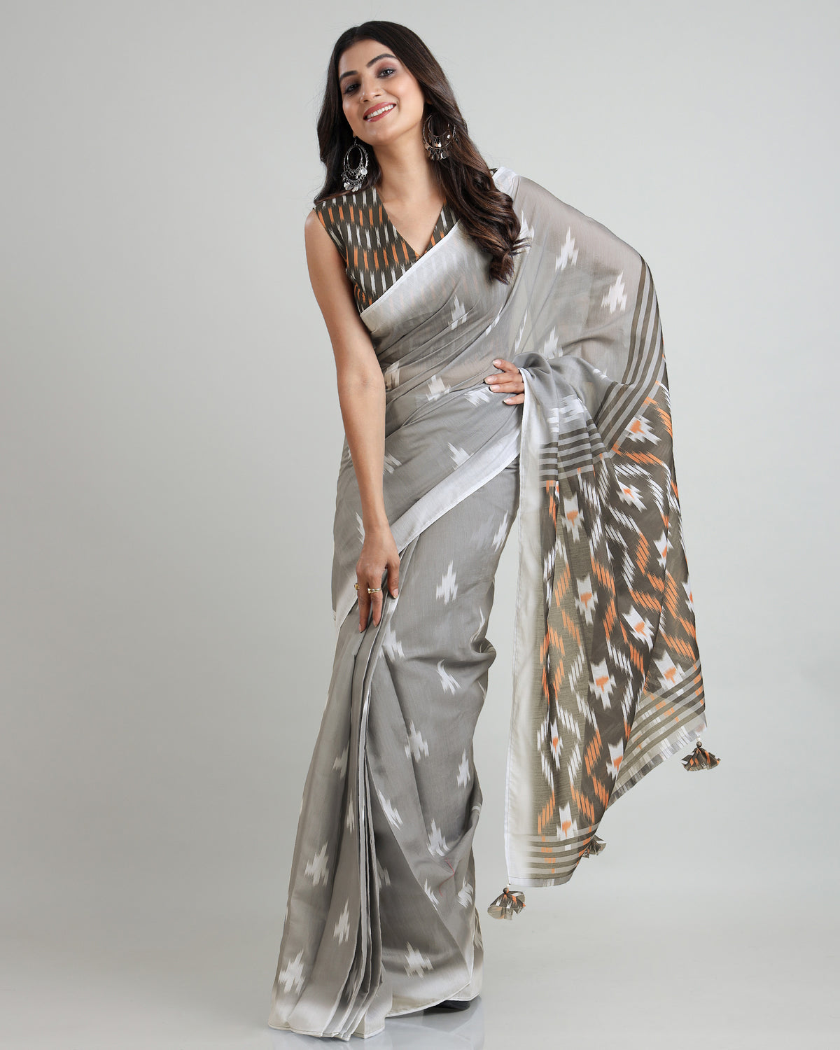 A Legacy in Every Thread: The Pre-Draped Ikat Print Saree