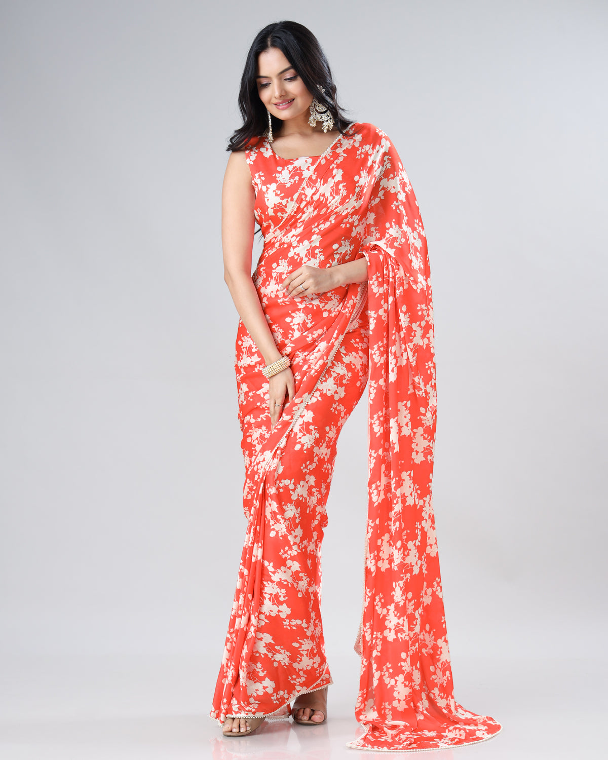 Bollywood Sparkle: Pre-Draped Chiffon Satin Saree