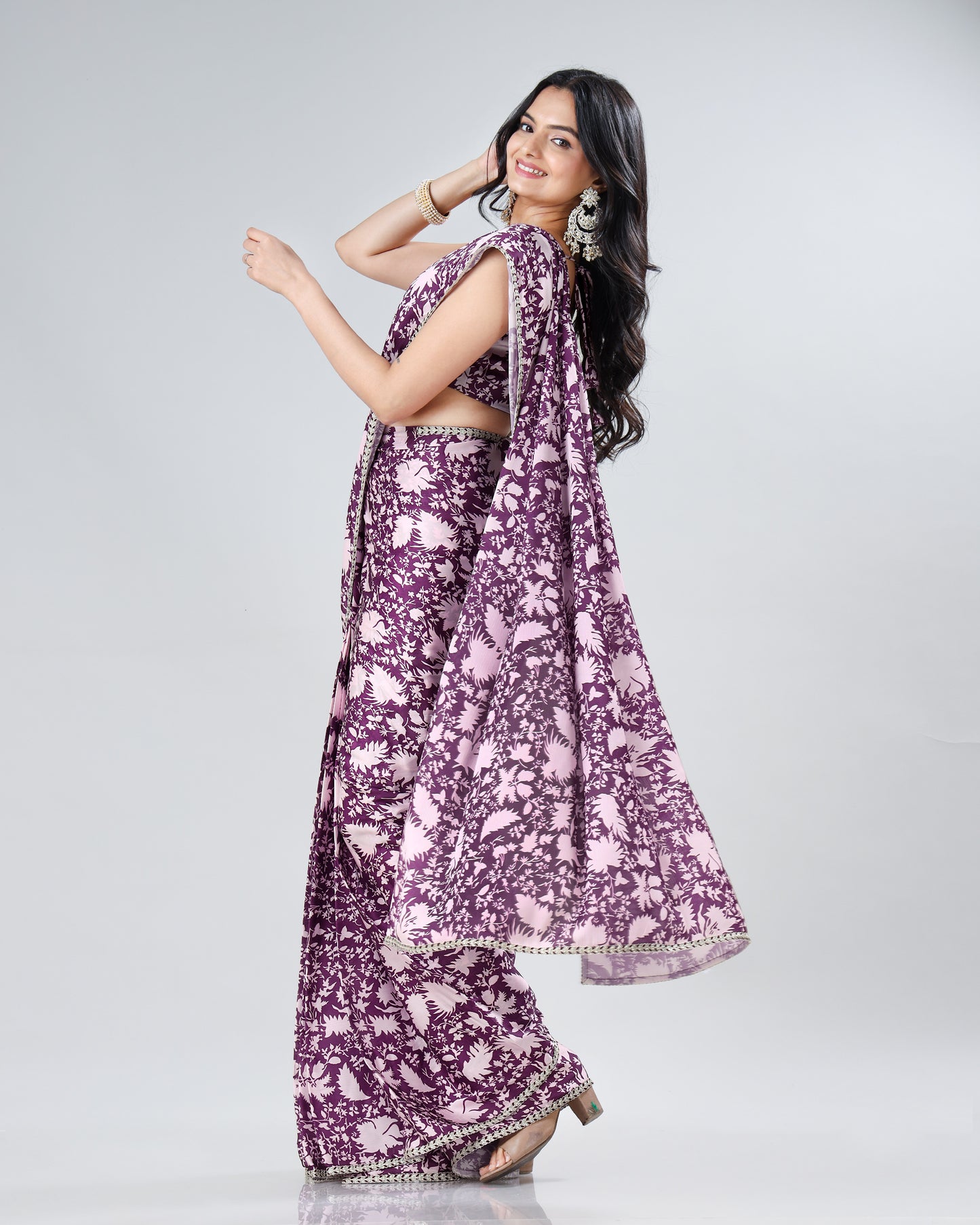 Own Your Bollywood Moment: Pre-Draped Chiffon Satin Saree