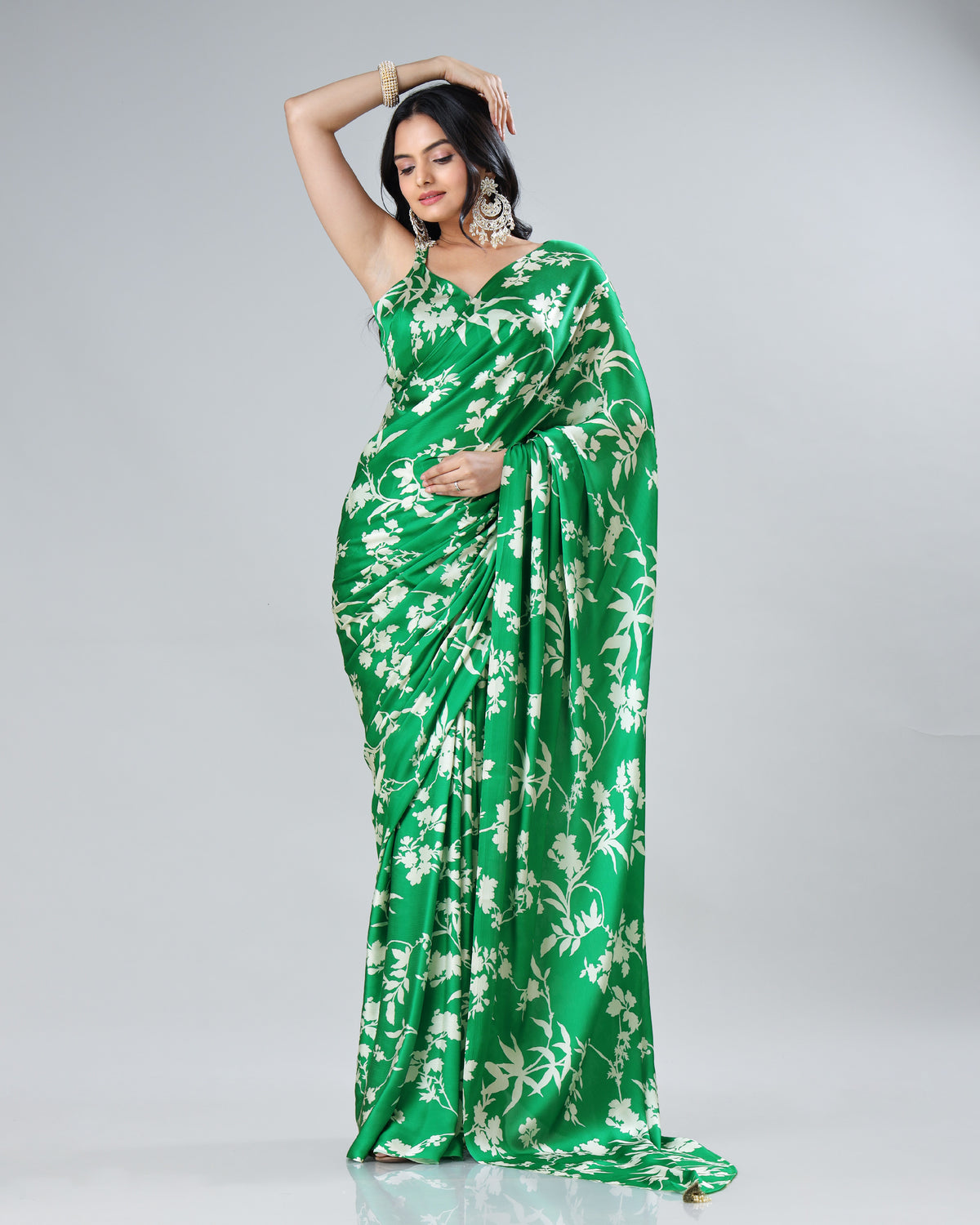 Bollywood Inspired: Pre-Draped Chiffon Satin Saree - Shop Now!