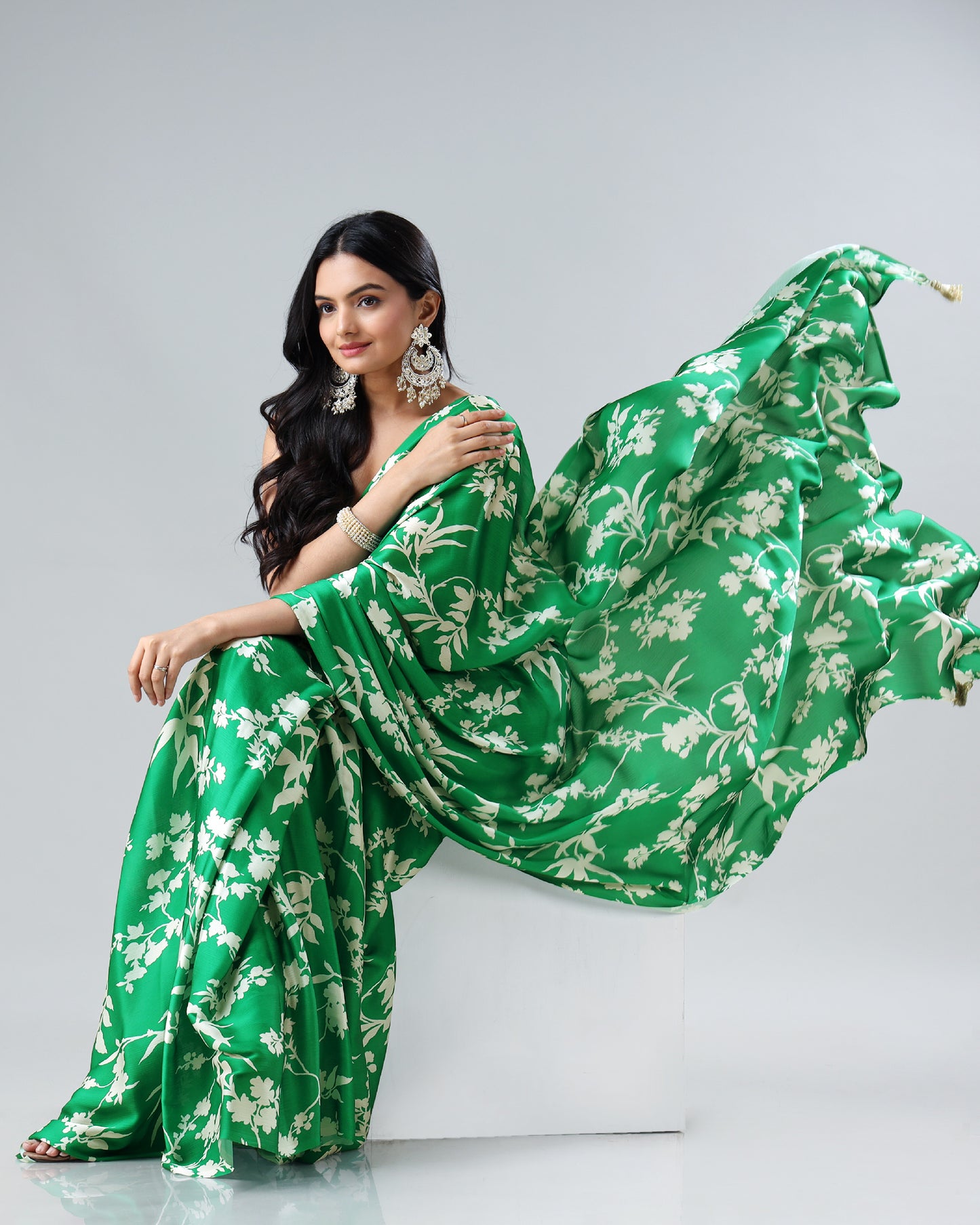 Bollywood Inspired: Pre-Draped Chiffon Satin Saree - Shop Now!