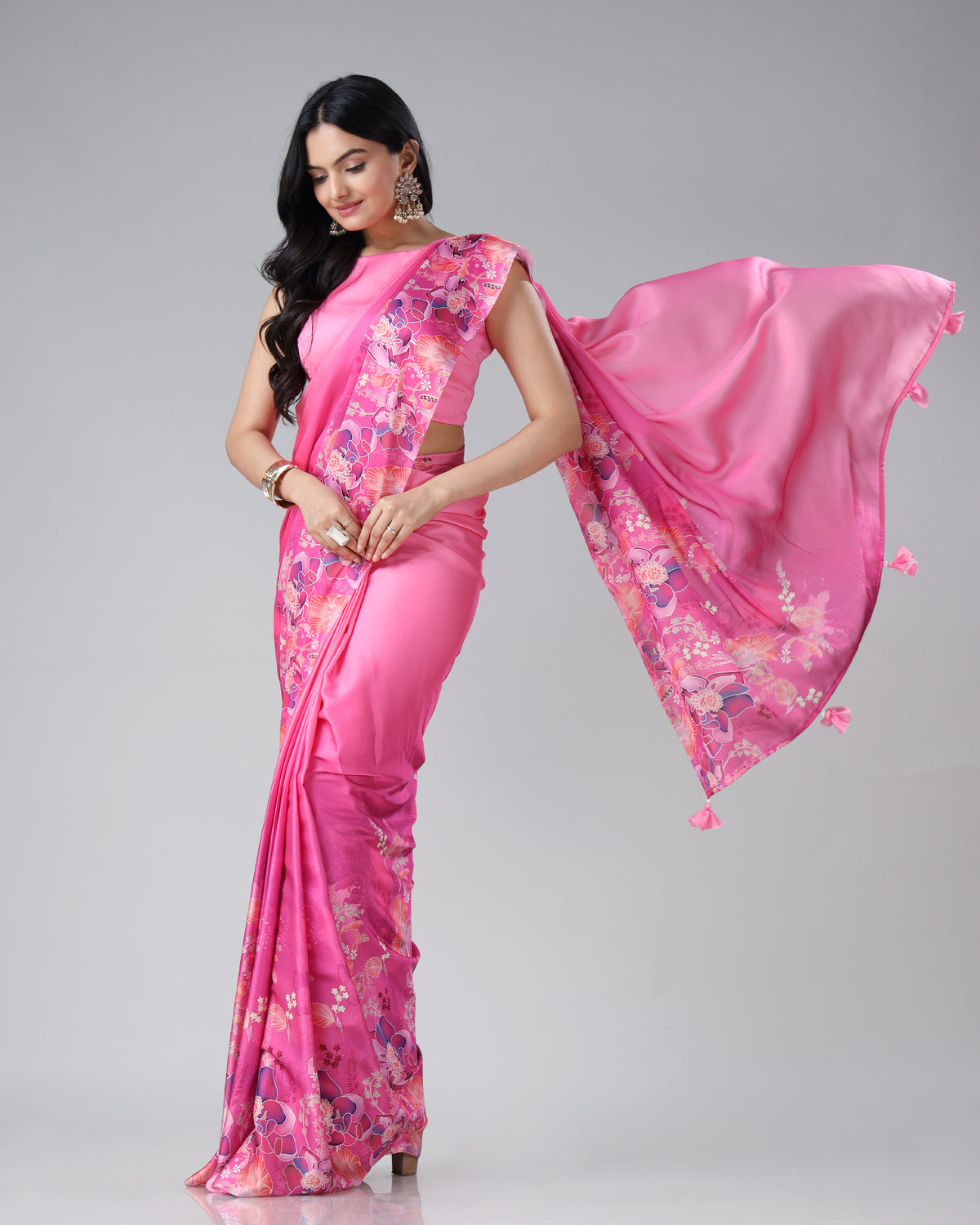 The 'Pink Perfection': Chiffon Satin Saree