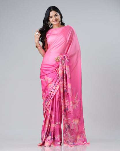 The 'Pink Perfection': Chiffon Satin Saree