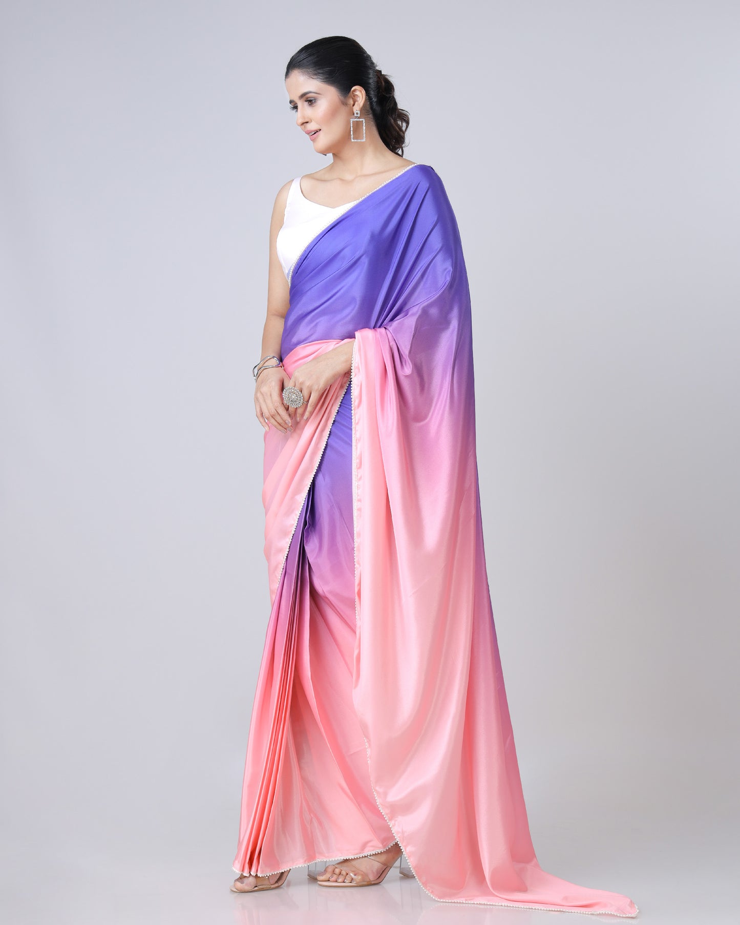 Shine Bright: Pre-Draped Ombre Silk Saree In Stunning Colors