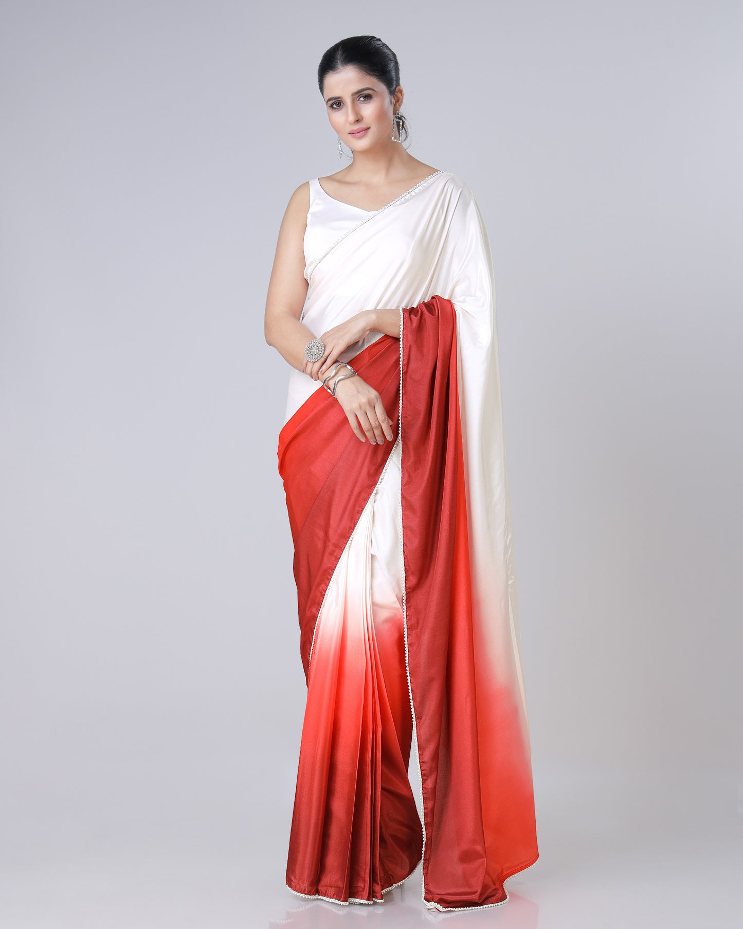 Shine Bright: Pre-Draped Ombre Silk Saree In Stunning Colors