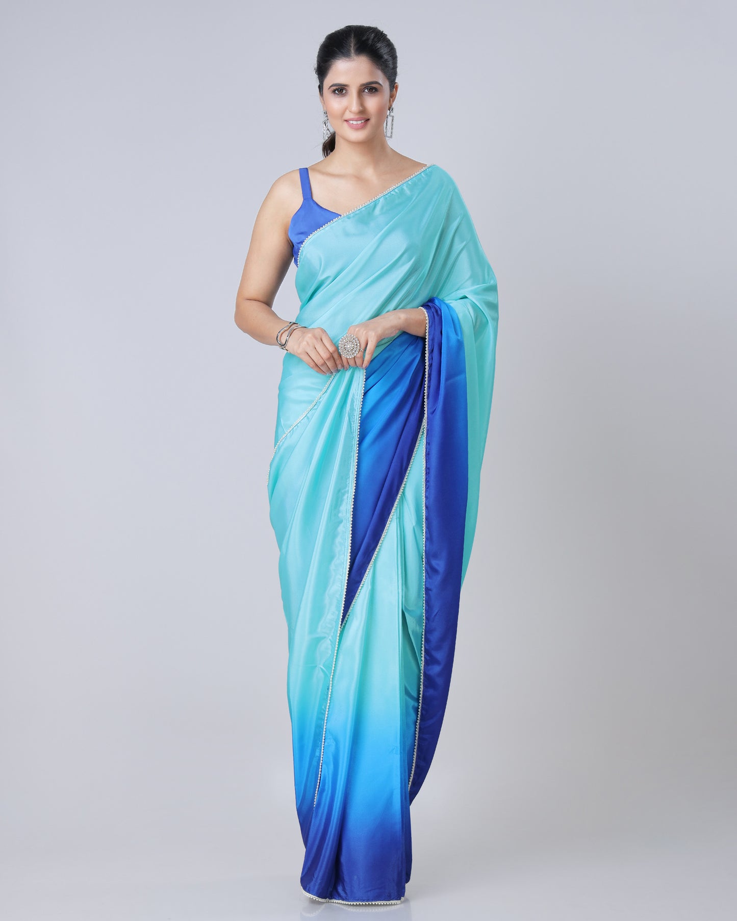 Shine Bright: Pre-Draped Ombre Silk Saree In Stunning Colors