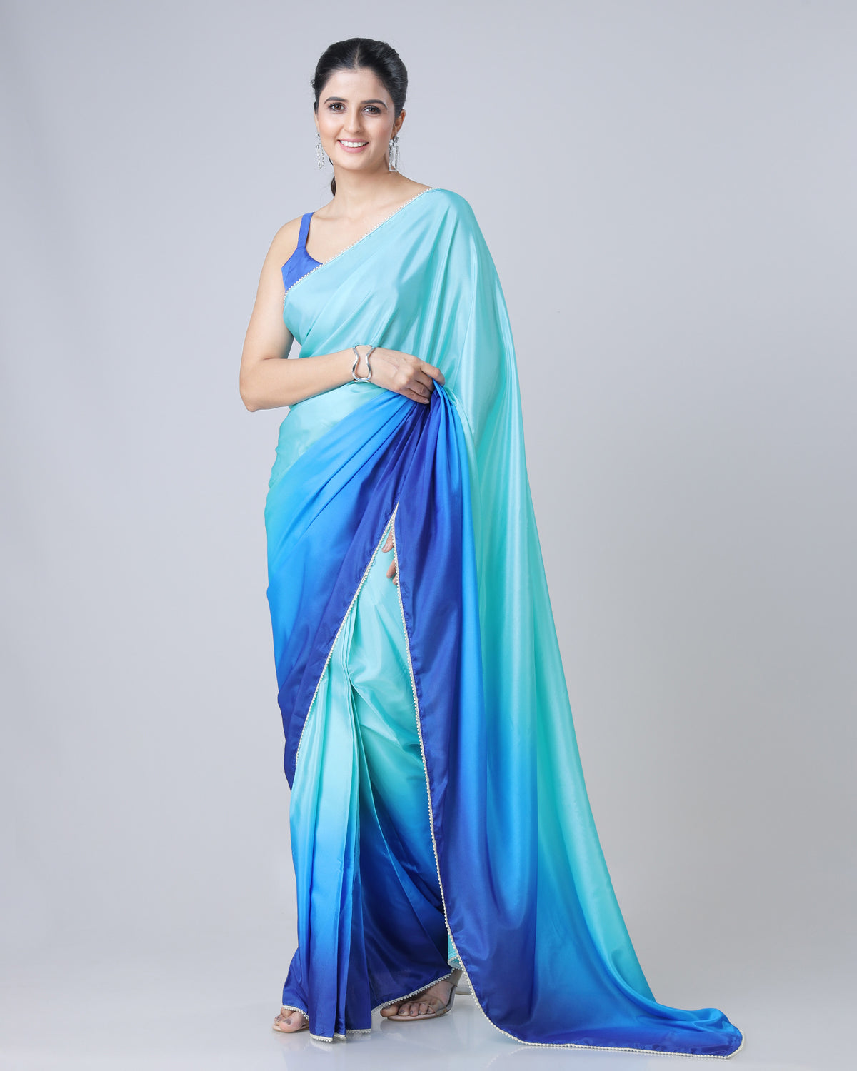 Shine Bright: Pre-Draped Ombre Silk Saree In Stunning Colors