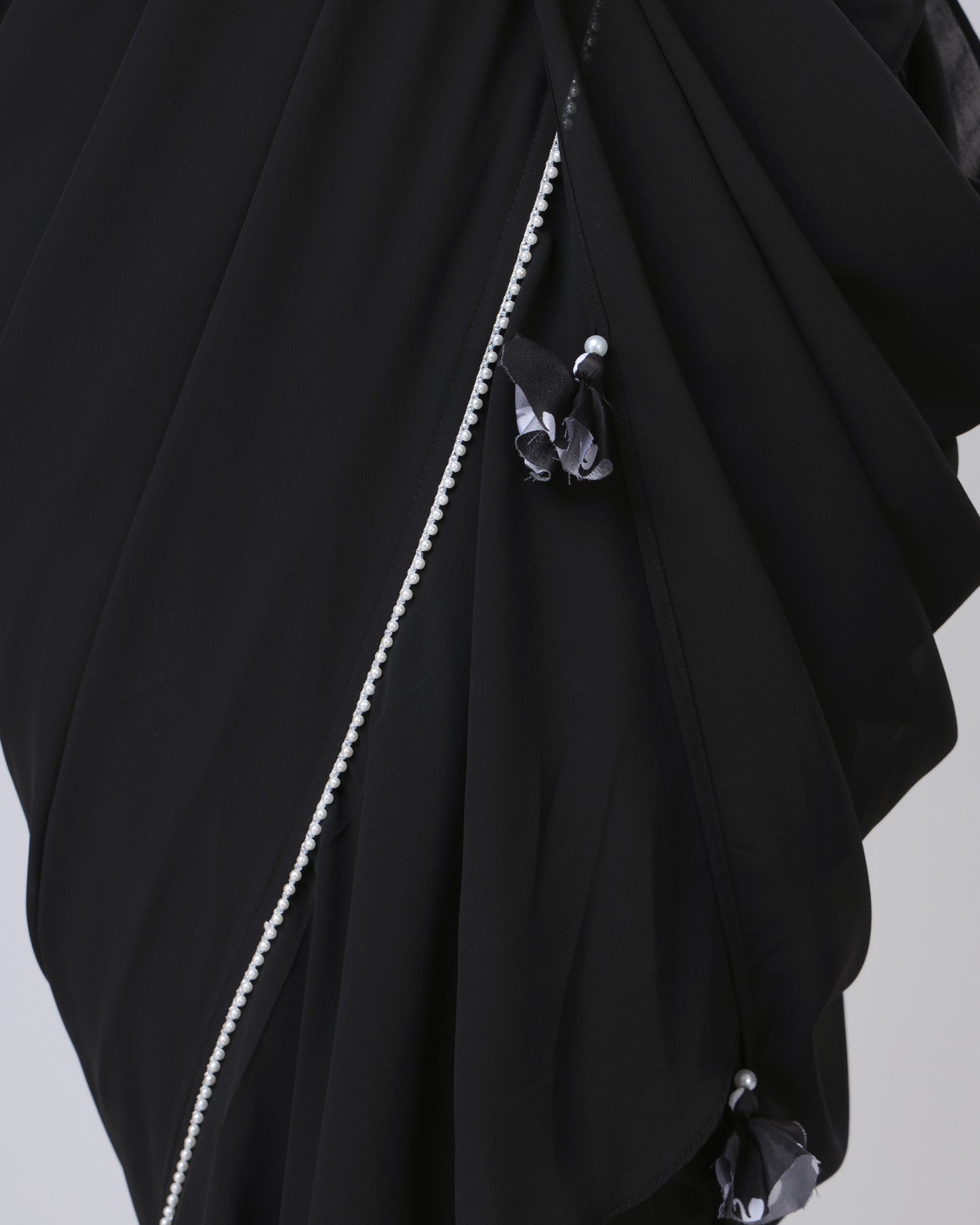 Classic Black Ruffled Designer Pre-Draped Saree