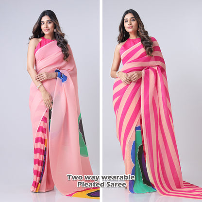 Flip the Script : Two-Way Wearable Designer Pleated Saree