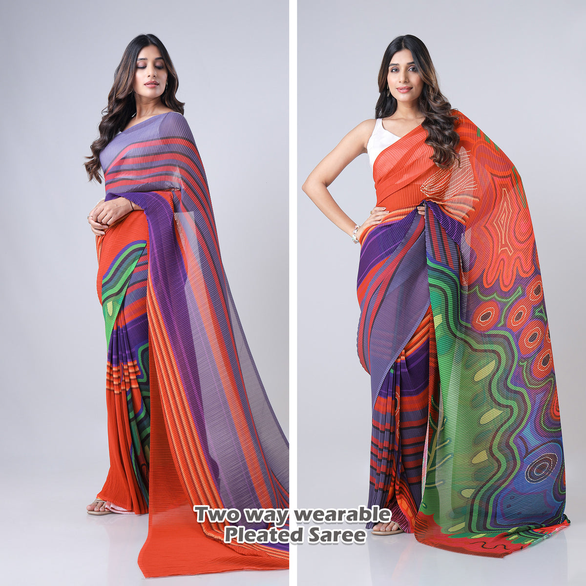 Flip the Script : Two-Way Wearable Designer Pleated Saree