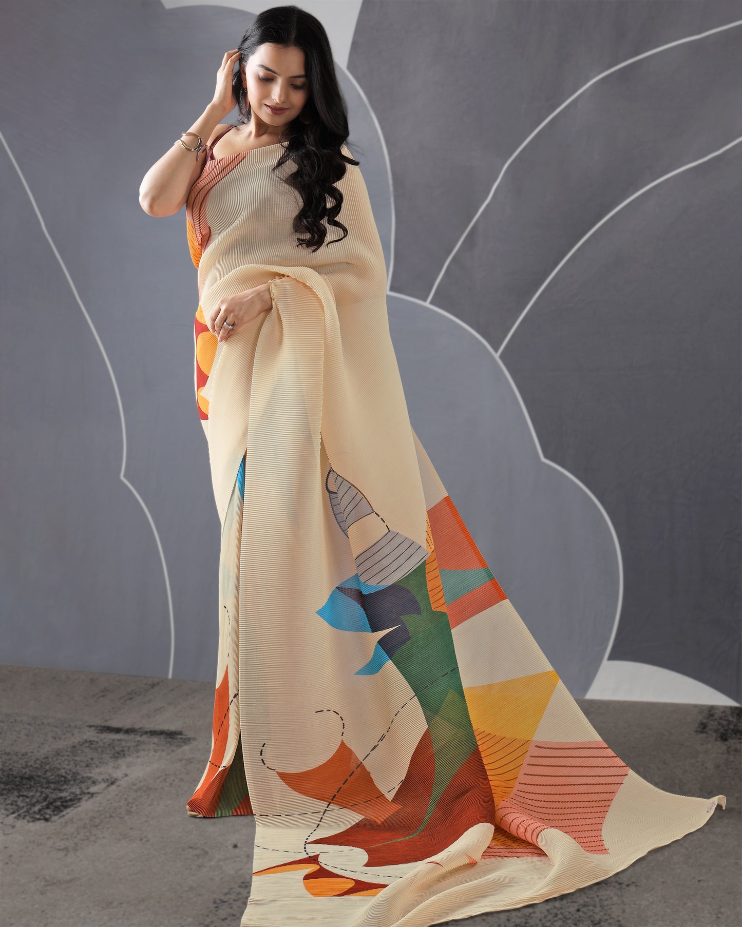 Festival Flair: The Ultimate Light Yellow Pleated Saree