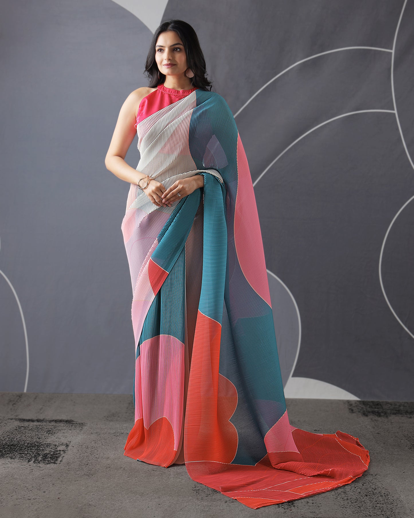 A Masterpiece Of Design: Our Multi-Color Pleated Saree