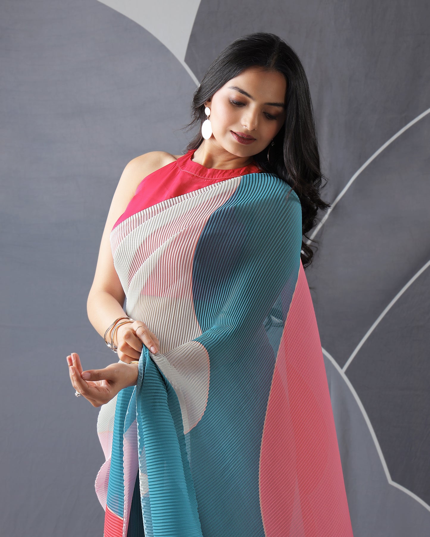 A Masterpiece Of Design: Our Multi-Color Pleated Saree