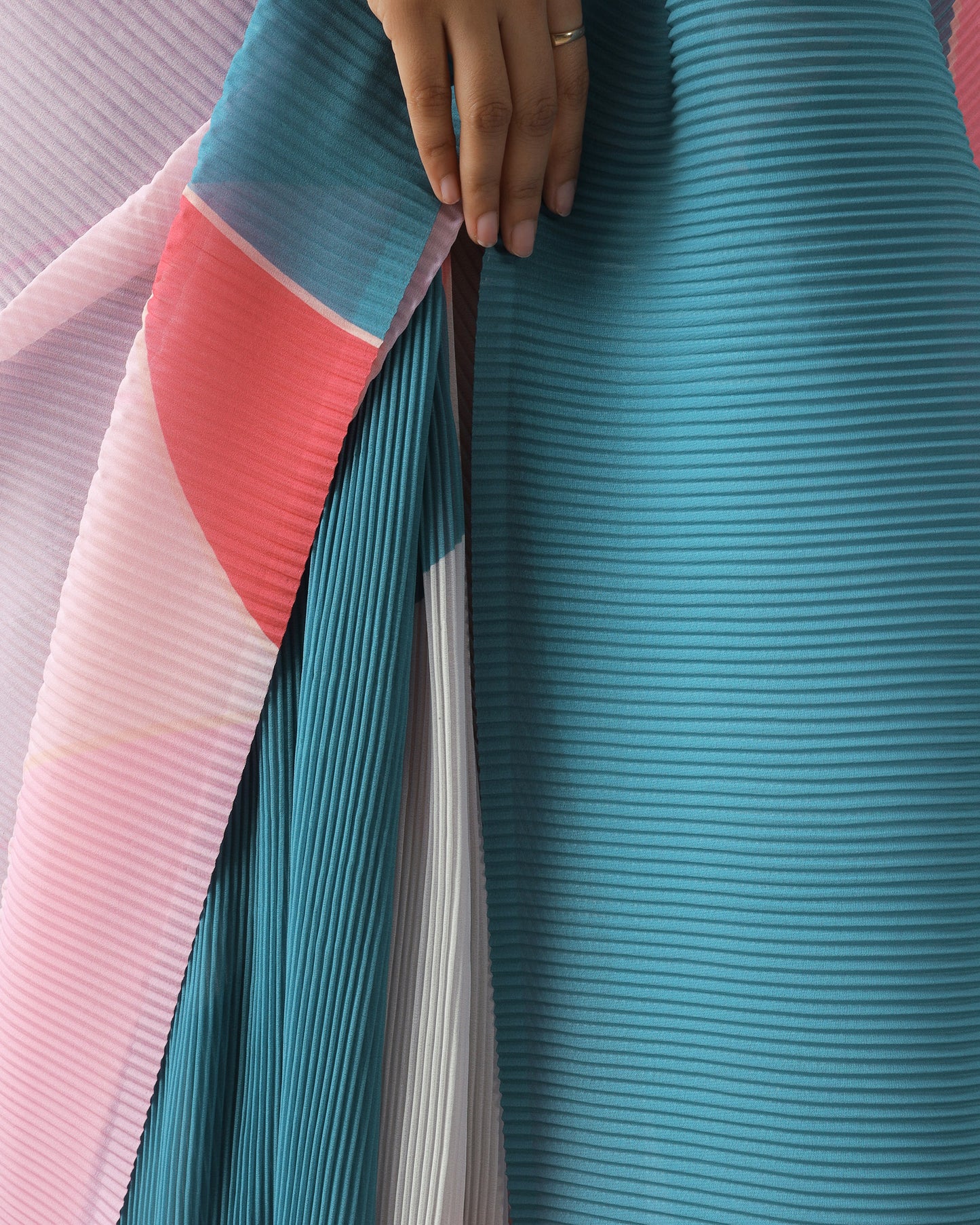 A Masterpiece Of Design: Our Multi-Color Pleated Saree