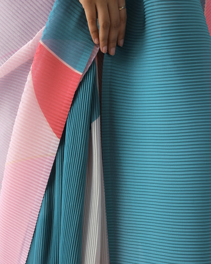 A Masterpiece Of Design: Our Multi-Color Pleated Saree