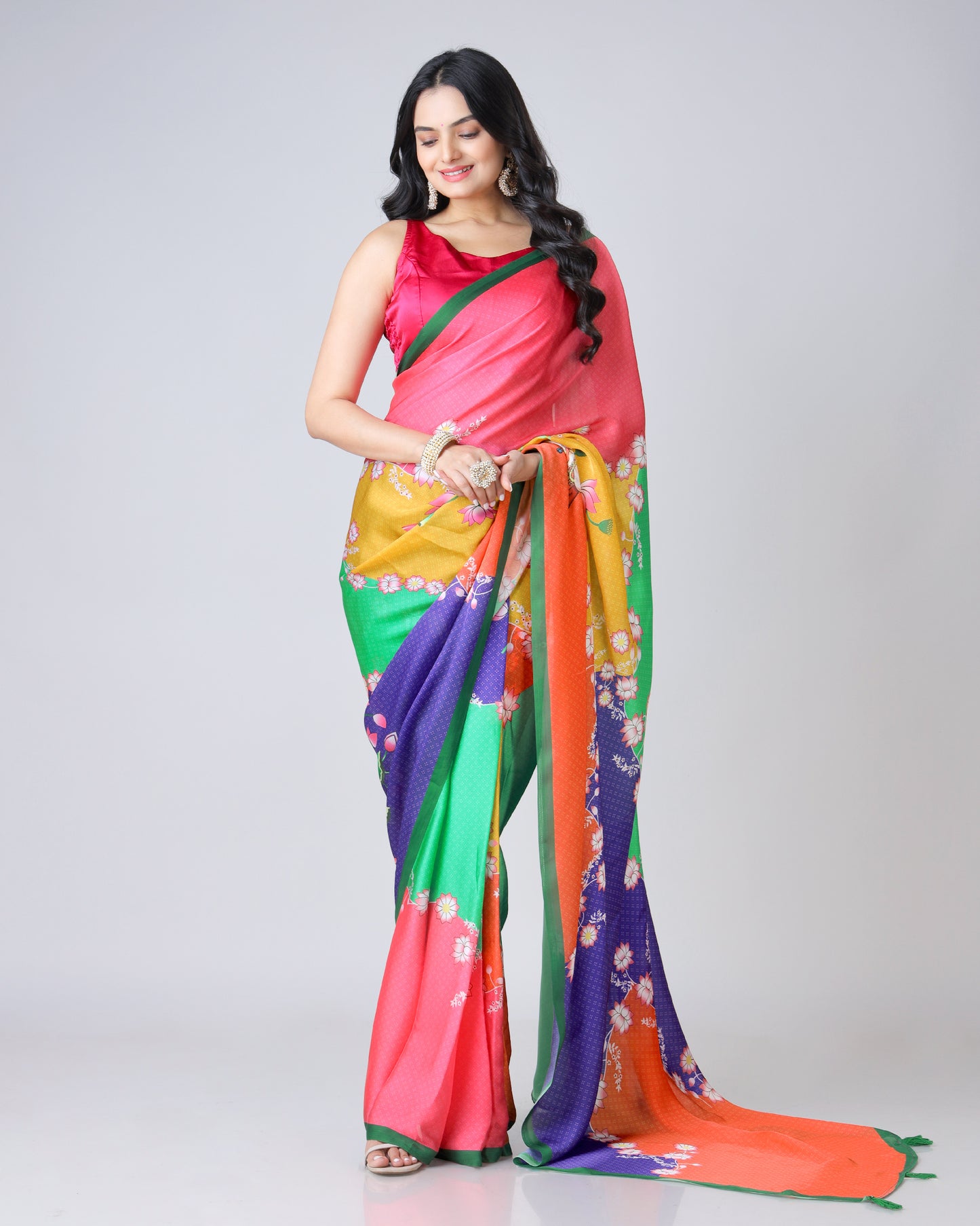 Celebrate Tradition: Elegant Pichwaii Art Georgette Satin Saree