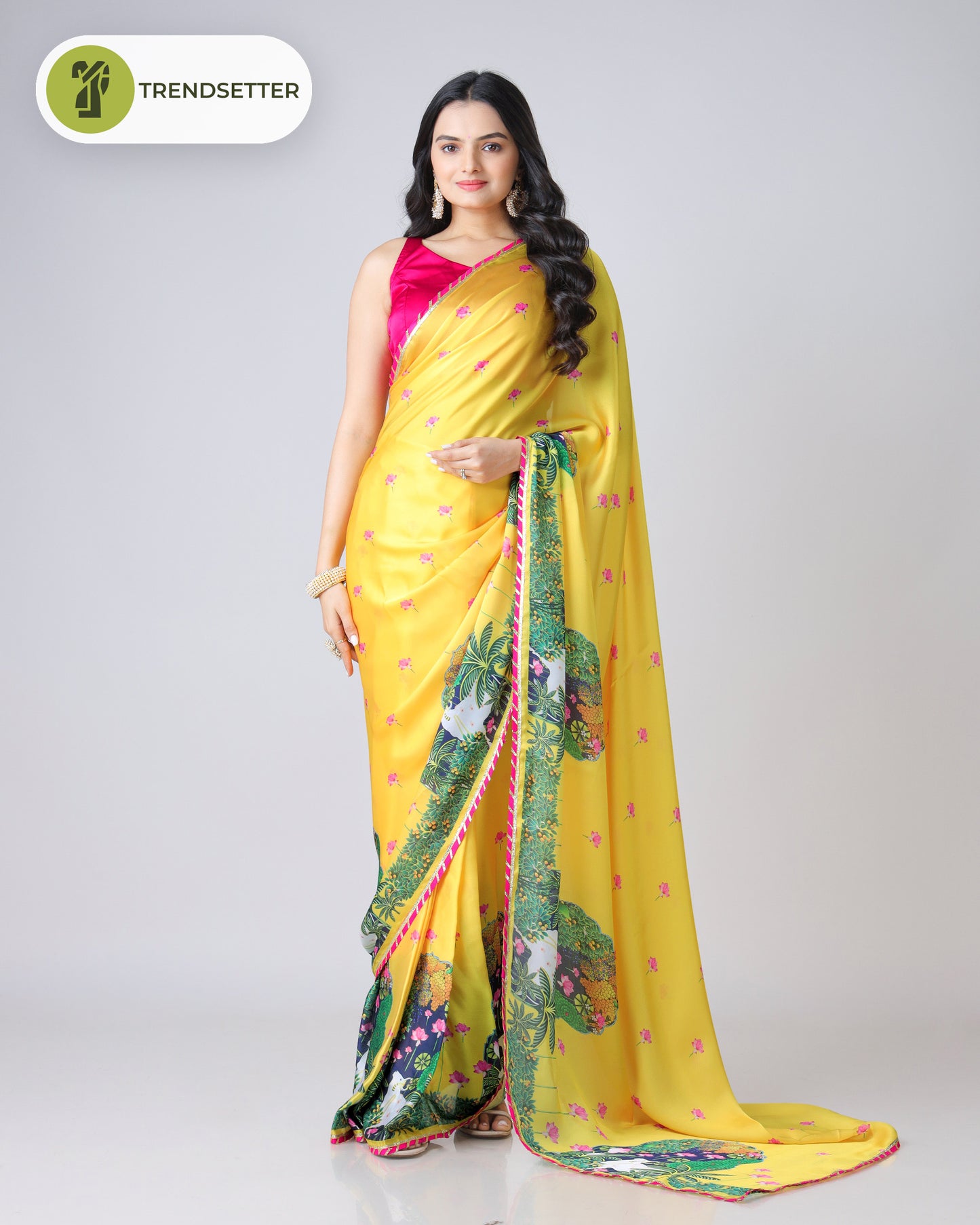 Luxurious Georgette Satin Saree Showcasing a Pichwaii Art