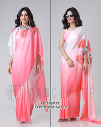 Beautiful Ombre Lotus Mandalaa Print Freehand Saree