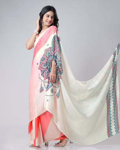 Vintage Mandalaa Print Freehand Saree