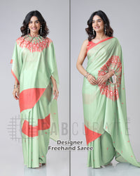 Trendy Evil-Eye Freehand Saree