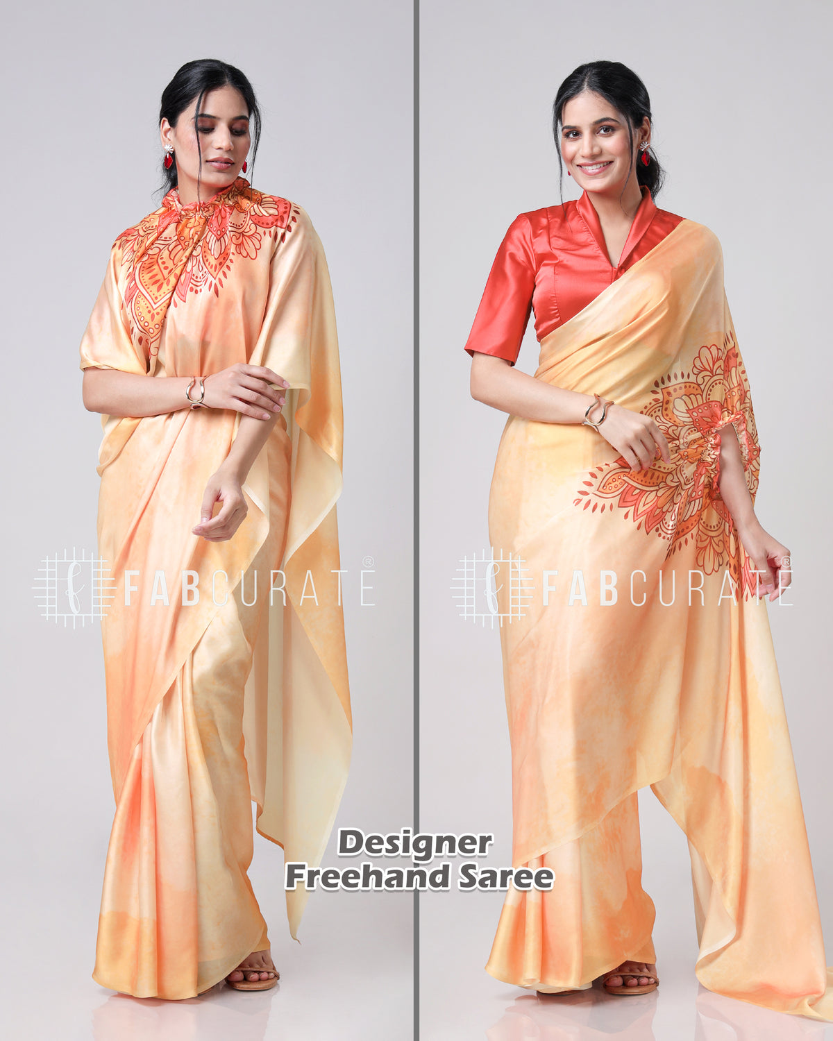 The Trendsetting Tie and Dye Mandalaa Freehand Saree By Fabcurate