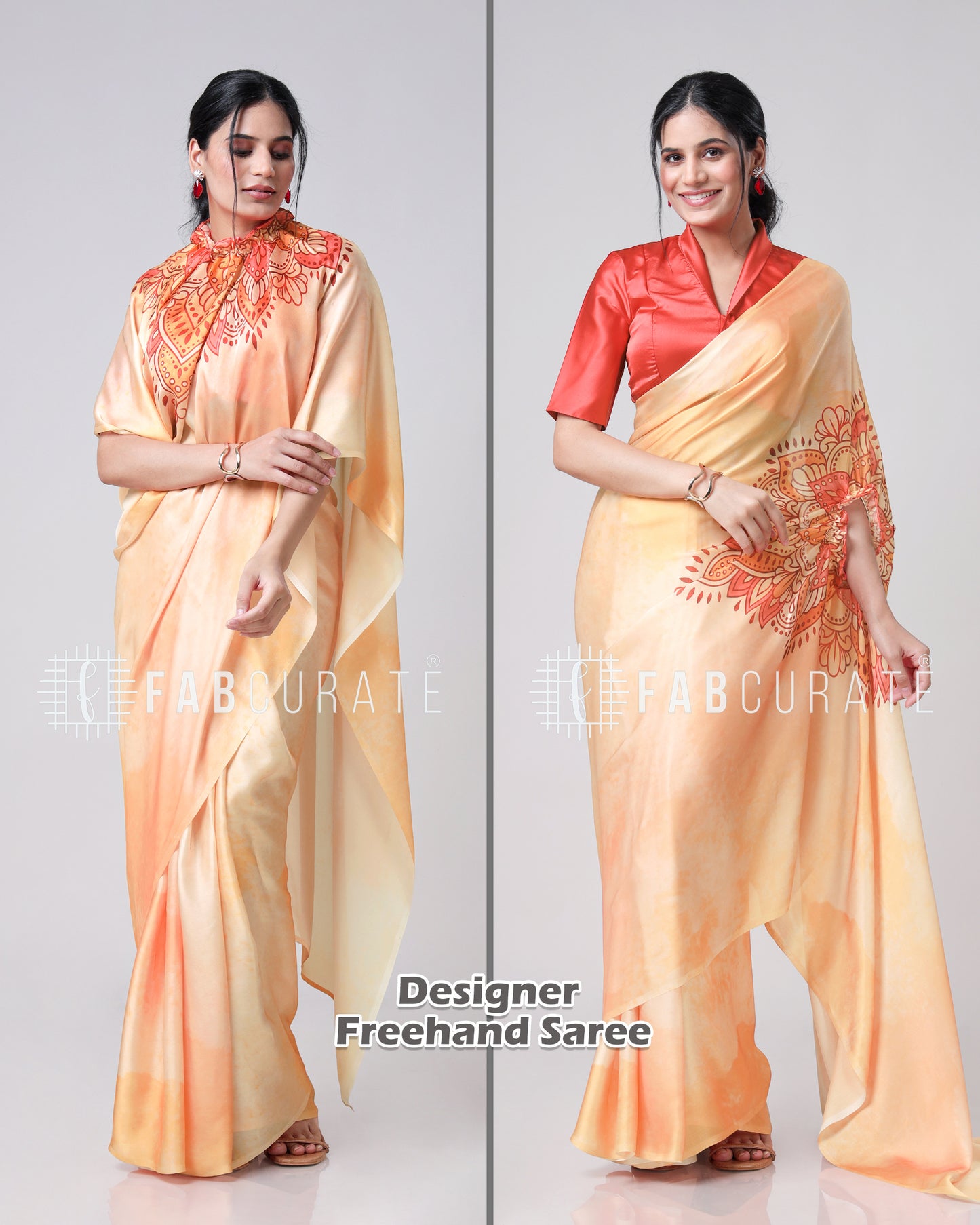 The Trendsetting Tie and Dye Mandalaa Freehand Saree By Fabcurate