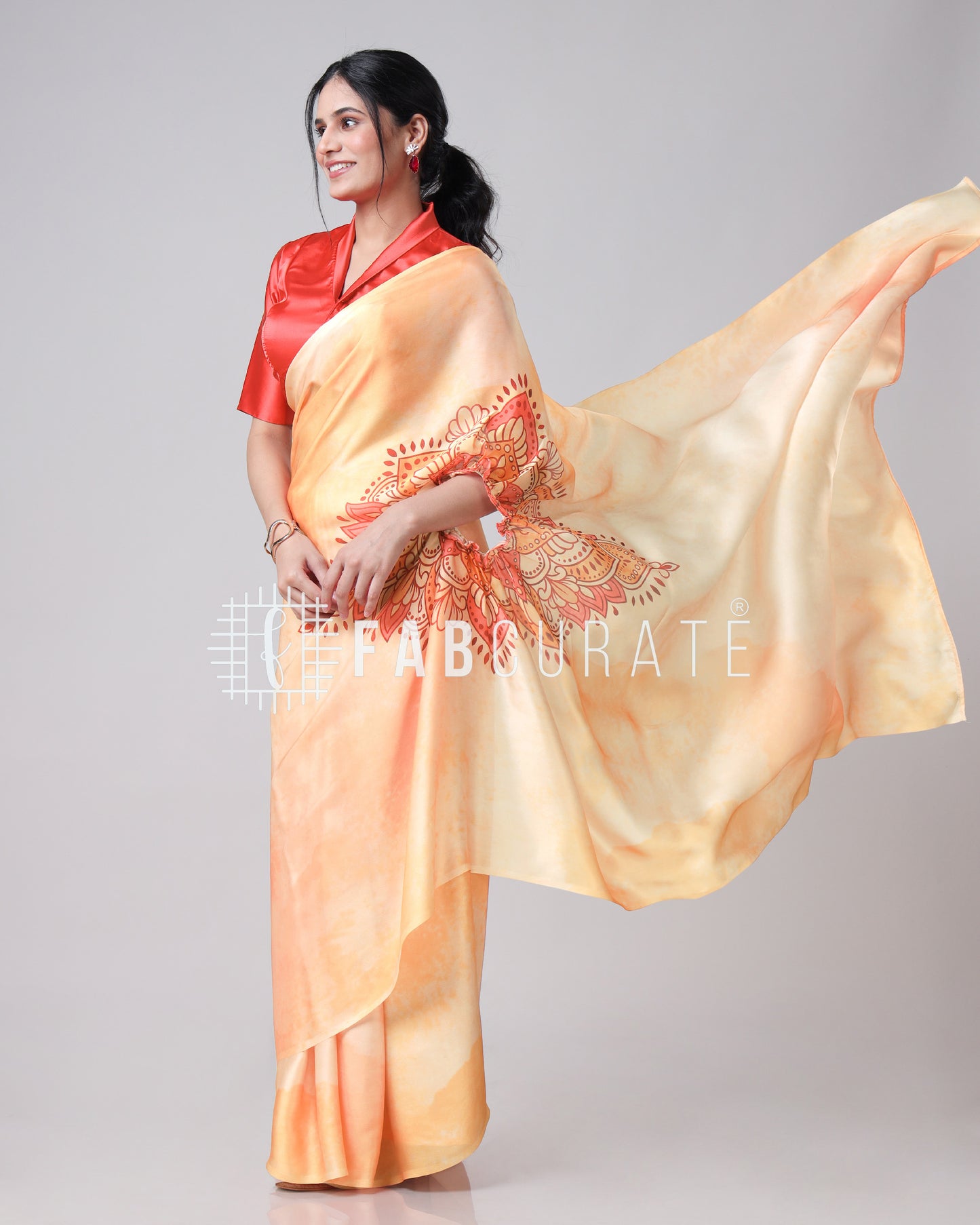 The Trendsetting Tie and Dye Mandalaa Freehand Saree By Fabcurate