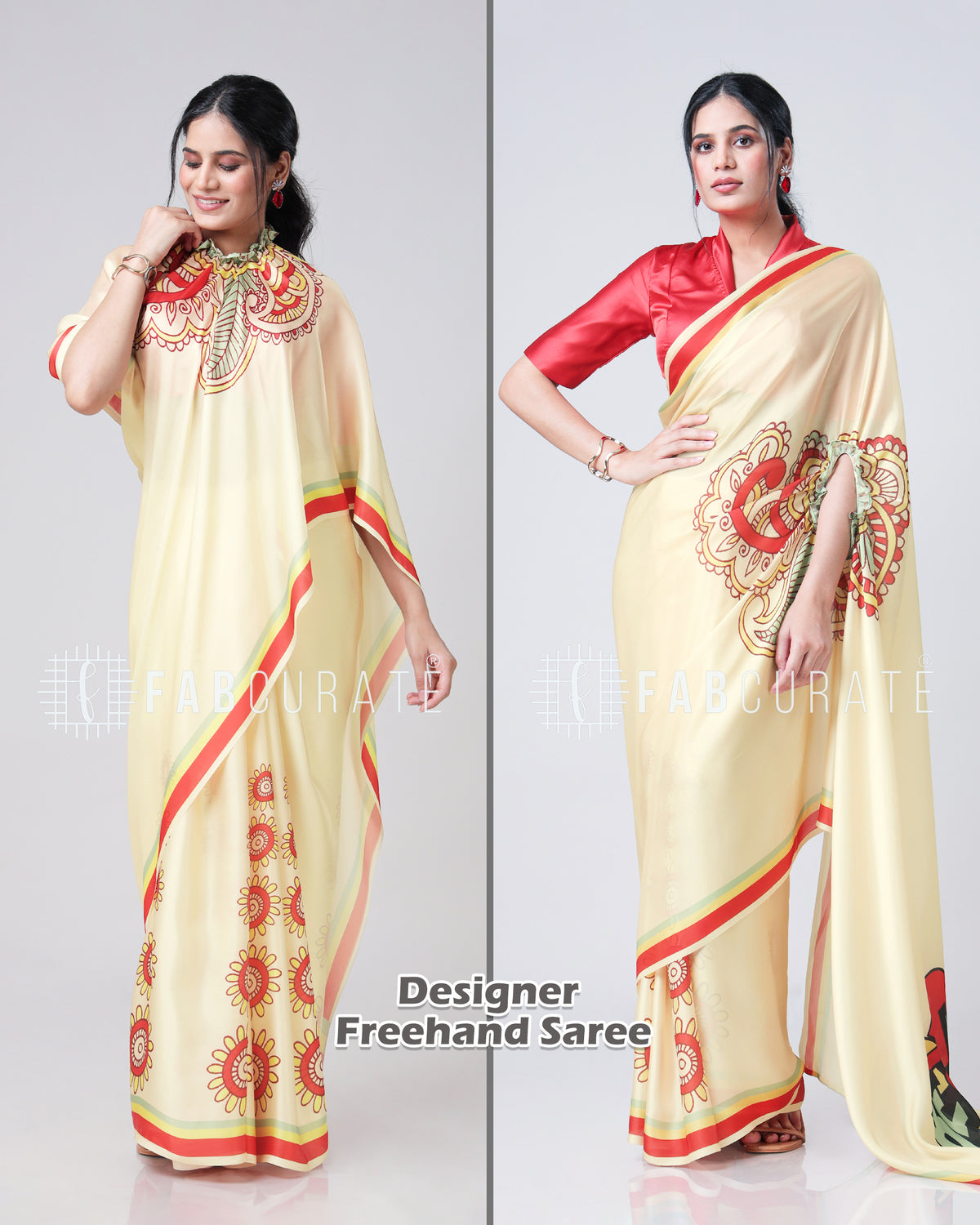 The Trendsetting Floral Mandalaa Freehand Saree By Fabcurate