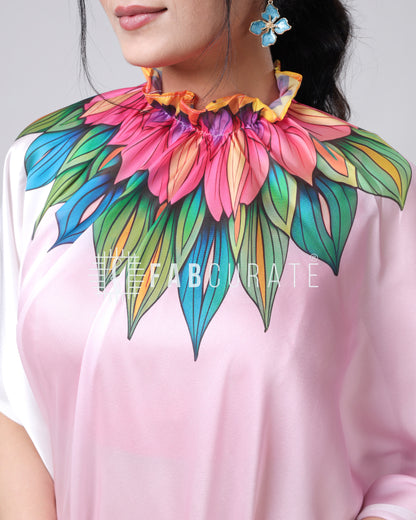 The Social Media Icon Chevron Floral Freehand Saree By Fabcurate
