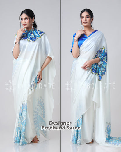 The Trendsetting Royal Mandalaa Freehand Saree By Fabcurate
