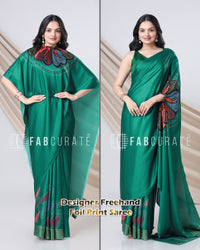 Wrapped to Wow - Golden Foil Work Freehand Saree