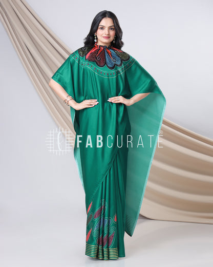 Wrapped to Wow - Golden Foil Work Freehand Saree