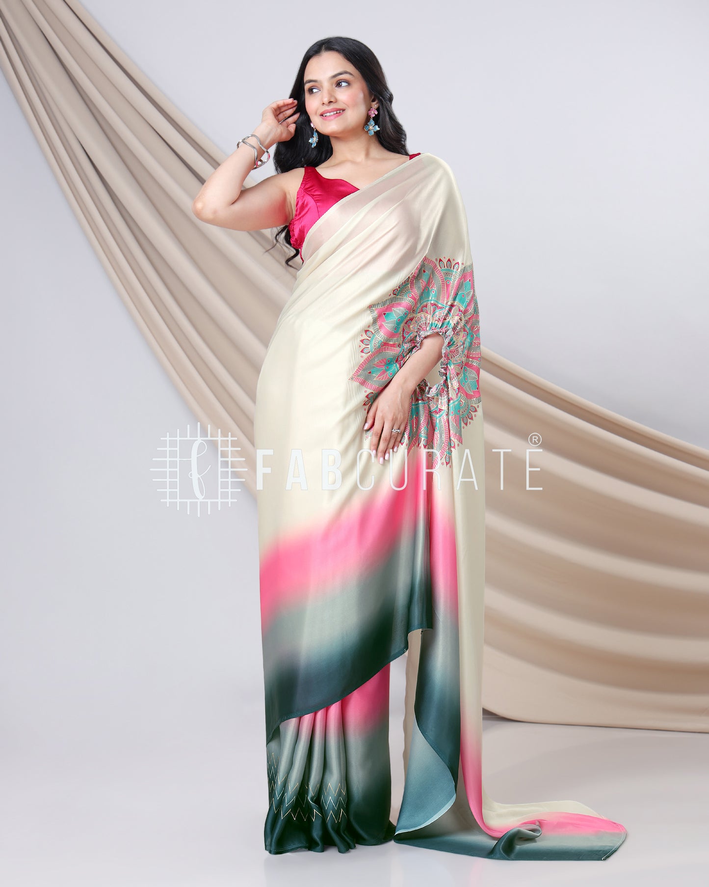 Party Starter Golden Foil Work Freehand Saree