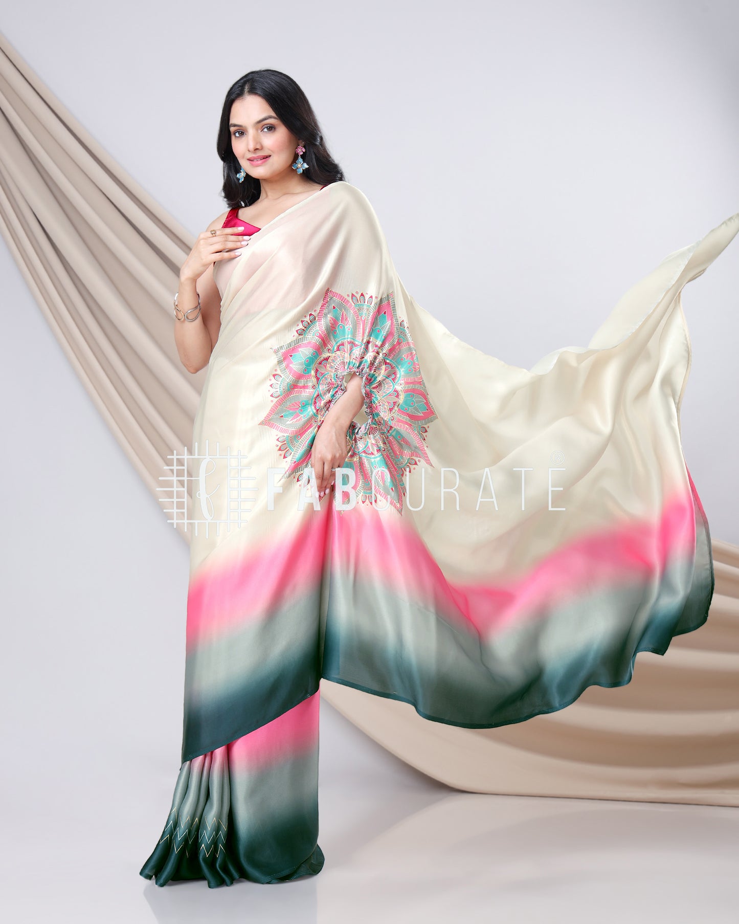 Party Starter Golden Foil Work Freehand Saree