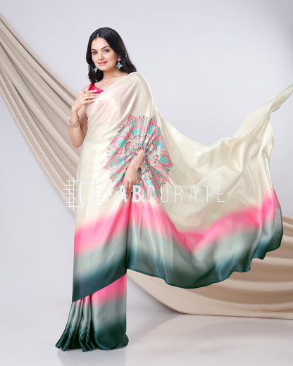 Party Starter Golden Foil Work Freehand Saree
