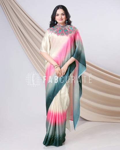 Party Starter Golden Foil Work Freehand Saree
