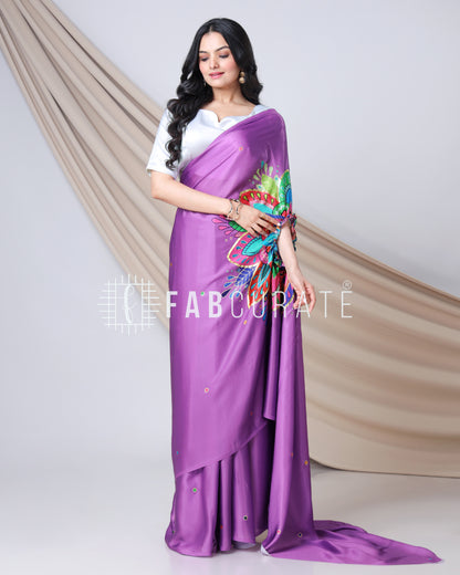 Viral Vibes Only - Golden Foil Work Freehand Saree
