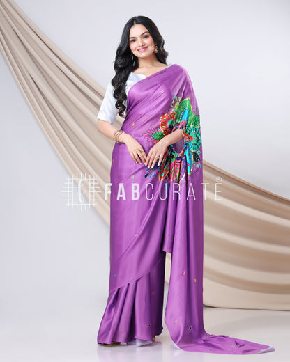 Viral Vibes Only - Golden Foil Work Freehand Saree