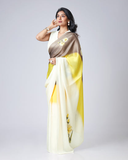 Ombre Garden - Floral Flow Saree 2026 Trendsetter