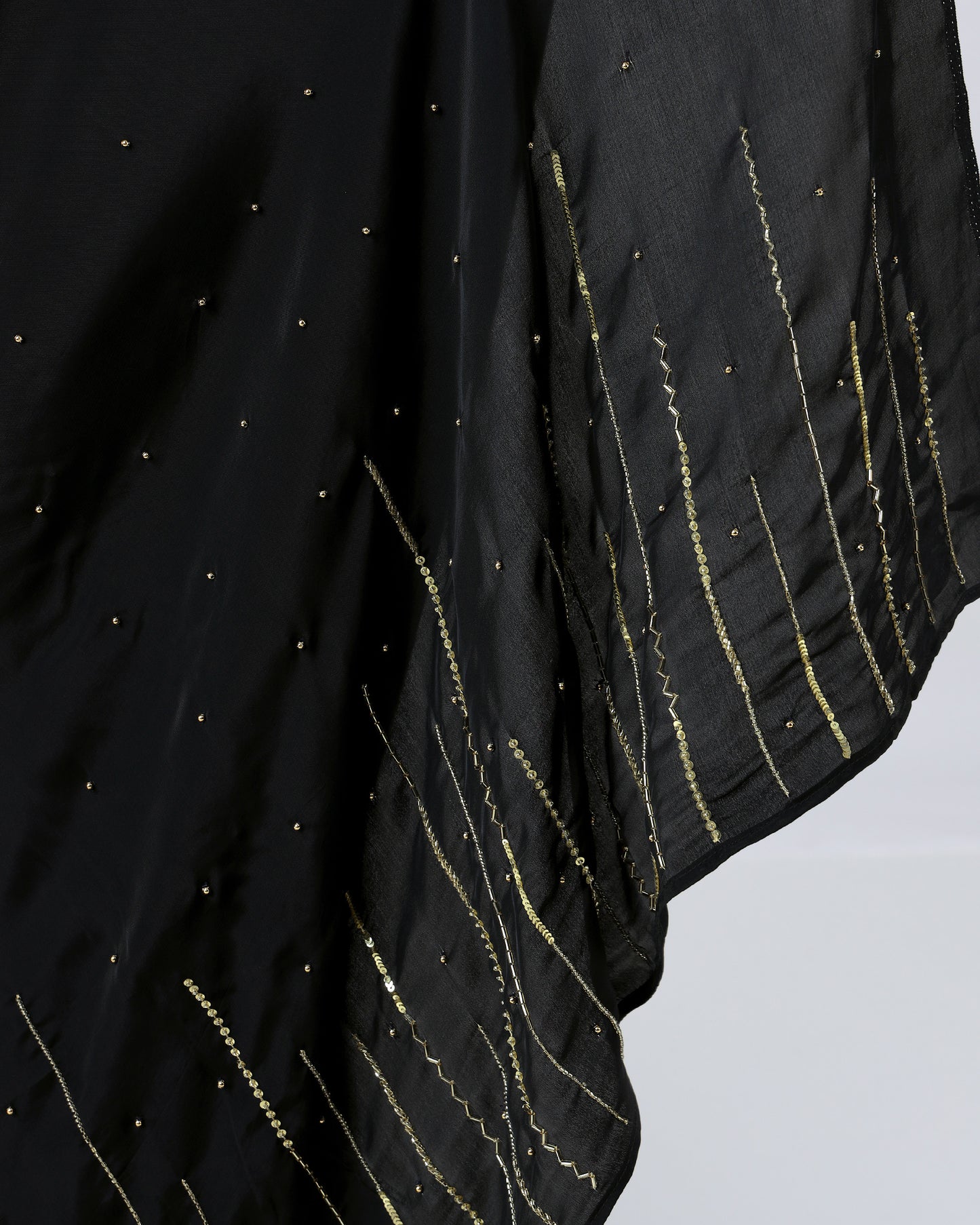 Draped In The Power Of Timeless Black Luxurious Handcrafted Natural Crepe Saree